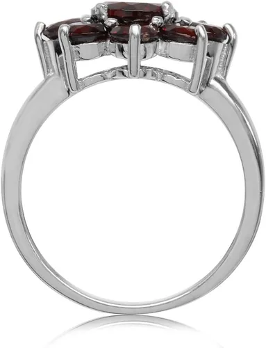 Miniatura 3 de Silvershake Natural Gemstone White Gold Plated 925 Sterling Silver Flower Cluster Ring Jewelry for Women