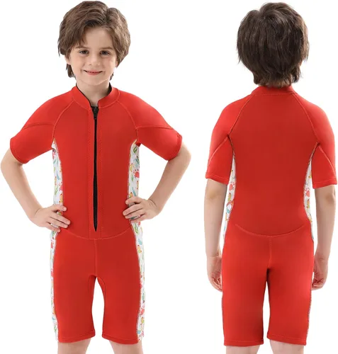 Miniatura 8 de DEHAI Traje de neopreno para niños y niñas de 0.118 pulgadas (0.118 in) en la parte trasera de neopreno, traje húmedo completo para niños