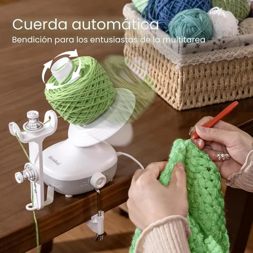 Miniatura 2 de Enrollador de hilo, enrollador eléctrico de bolas de hilo para ganchillo, enrollador de pasteles de hilo compacto con fuerte tensión y velocidad
