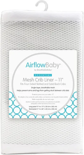 Miniatura 3 de AirflowBaby Forro de malla transpirable para cunas de tamaño completo (blanco, 9 pulgadas (paquete de 1))
