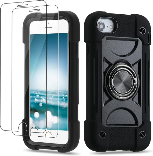 Miniatura 25 de Funda para iPhone Se3/iPhone Se2, iPhone 6/6S, iPhone 7/iPhone 8 de 4.7 pulgadas con soporte de anillo, con 2 protectores de pantalla resistentes