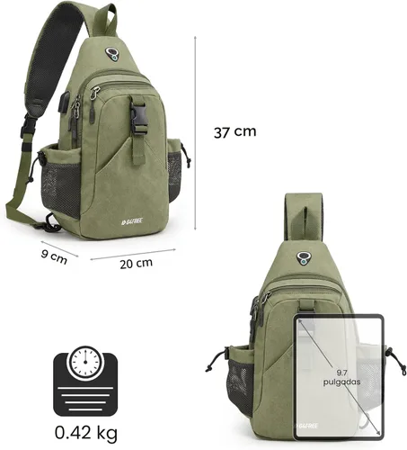Miniatura 3 de G4Free - Mochila de lona con asa cruzada y puerto de carga USB con bloqueo RFID, mochila de pecho para senderismo, mochila de día para hombres