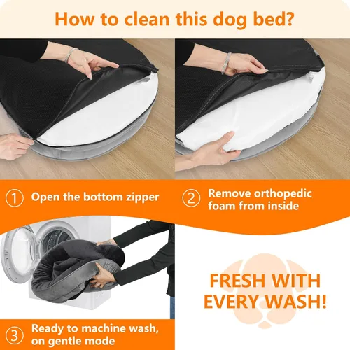 Miniatura 7 de Dwanton - Cama ortopédica para perros medianos con espuma de memoria con gel, sofá impermeable para perros, cama lavable para mascotas con cojín