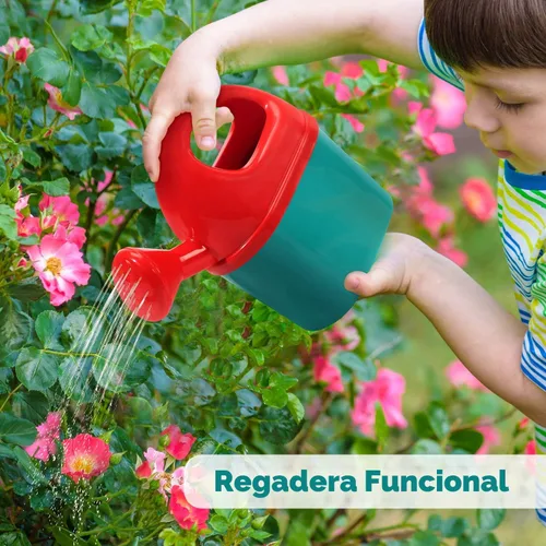 Miniatura 2 de CUTE STONE - Juego de herramientas de jardinería para niños, juguetes de jardín con carretilla, regadera, guantes de jardinería, rastrillo manual