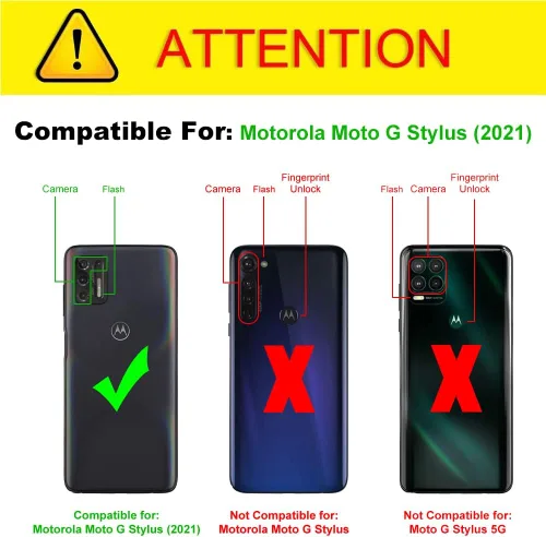 Miniatura 2 de J&D Funda compatible con Moto G Stylus 2021, resistente funda híbrida resistente con protector de pantalla de vidrio (paquete de 2), no compatible