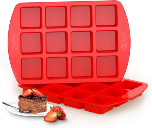 Miniatura 9 de SILIVO Mini sartén de silicona para brownie con divisores (paquete de 2) – Moldes de silicona antiadherente de 24 cavidades para bocados de brownie