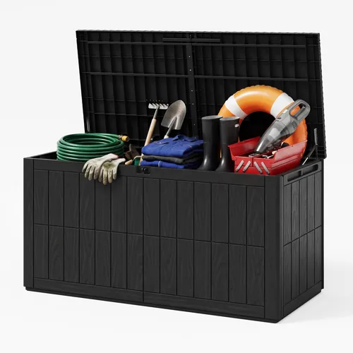 Miniatura 9 de UDPATIO Caja de cubierta de 100 galones, caja de almacenamiento para exteriores, resina impermeable con cerradura, contenedor de almacenamiento
