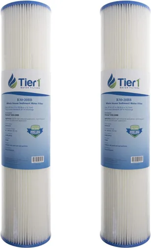 Miniatura 18 de Tier1 Filtro de agua de 30 micras de 20 x 4.5 pulgadas Filtro de agua de sedimentos para toda la casa Cartucho de poliéster plisado Reemplazo
