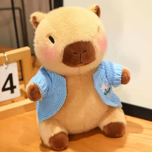 Miniatura 6 de Capybara - Juguete de peluche con 7 piezas de ropa y accesorios, lindo animal de peluche Capybara con trajes (marrón)
