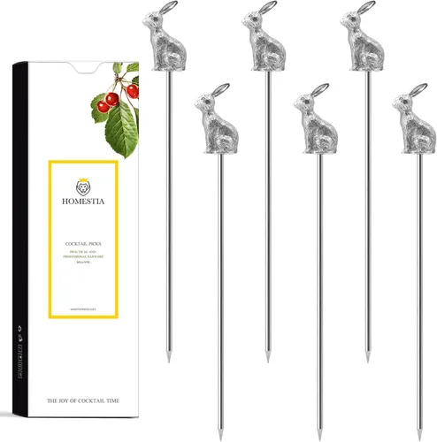 Miniatura 16 de Homestia Púas de cóctel doradas, 16 púas de Martini torcidas de acero inoxidable de 4.3 pulgadas, brochetas de metal reutilizables para cócteles