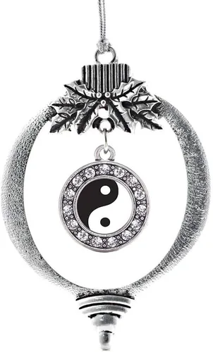 Miniatura 239 de Inspired Silver - Twin One - Adorno festivo de Navidad de plata - Adorno festivo de árbol de Navidad con dije de círculo y circonita cúbica