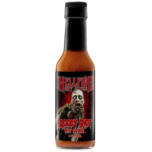 Hellfire Hot Sauce Bloody Snot - Salsa picante de ajo gourmet con pimientos Carolina Reaper, 5 onzas premiada Premium, salsa gourmet a base de