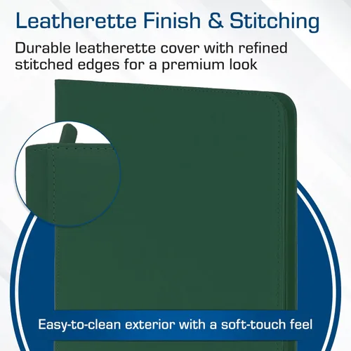 Miniatura 4 de BCW Z-Folio LX - Cartera con cremallera – Álbum de 12 bolsillos de cuero sintético verde premium – Cremallera segura – Capacidad de 480 tarjetas