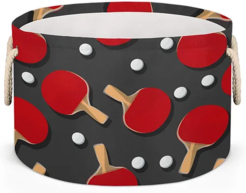 Miniatura 28 de Cesta de almacenamiento redonda grande de béisbol, canasta de almacenamiento circular plegable para béisbol, con asa para niños, manta de juguetes