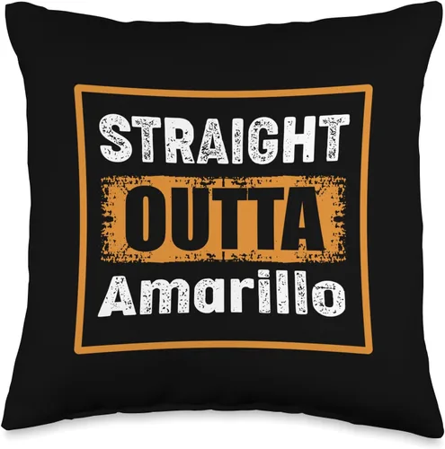 Amarillo Texas USA Travel Gifts Presents Souvenirs Straight Outta Amarillo Texas USA Retro Distressed Vintage Pillow - 16 x 16 pulgadas, multicolor