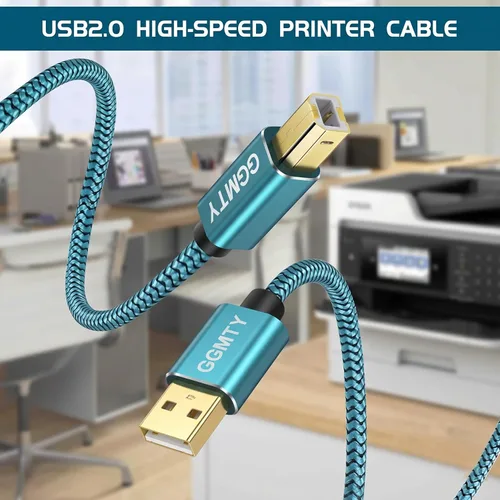 Miniatura 4 de Cable de impresora USB 2.0 de 30 pies - Tipo A macho a B macho, compatible con HP, Canon, Dell, Epson, Xerox y más