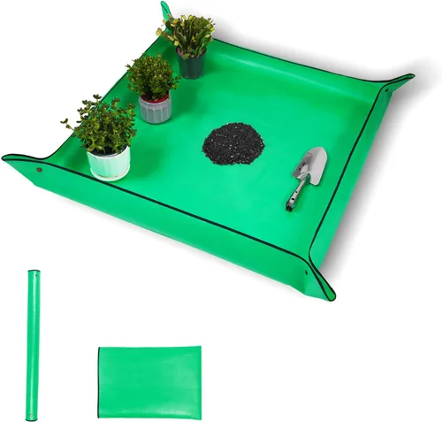 Miniatura 11 de Tapete de trasplante de plantas de 26.8 x 26.8 pulgadas, impermeable, tapete de trasplante para suculentas, tapete portátil de riego de jardinería