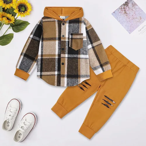 Miniatura 31 de Conjunto de ropa para bebés y niños pequeños, camisa con capucha y pantalones deportivos para otoño e invierno