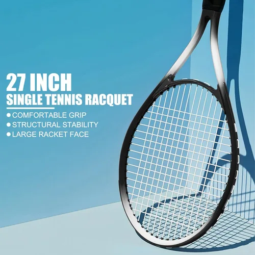 Miniatura 2 de Racque de tenis para principiantes de 27 pulgadas para adultos, juego de raqueta individual ligera para mujeres y hombres con bolsa de transporte