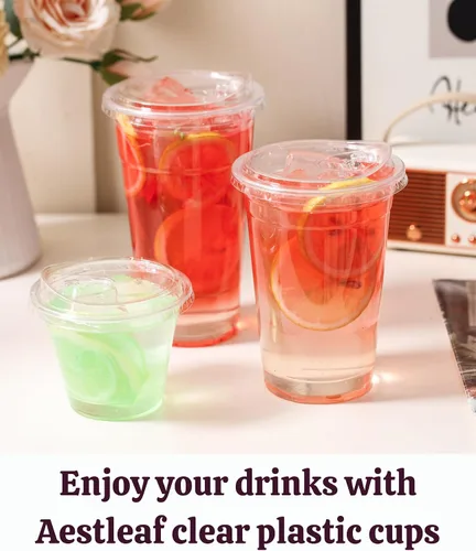 Miniatura 8 de Vasos de plástico transparente de 16 onzas con tapas, 25 juegos de tazas de café helado de plástico desechables con tapas sin pajilla, taza de café
