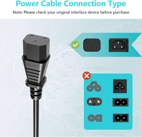 Miniatura 2 de Cable de alimentación de 18 AWG NEMA 5-15P a IEC320C13 para monitor de computadora, TV, cable de alimentación de 3 clavijas (6 pies)