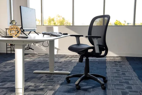Miniatura 4 de Silla de oficina ergonómica, silla de oficina, soporte lumbar, silla de oficina de malla con respaldo medio con reposabrazos ajustables, silla