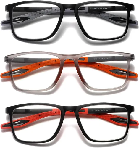 Miniatura 8 de Hubeye TR90 Gafas de lectura deportivas para hombres y mujeres, ultraligeras, flexibles, anti-luz azul (+1.25)