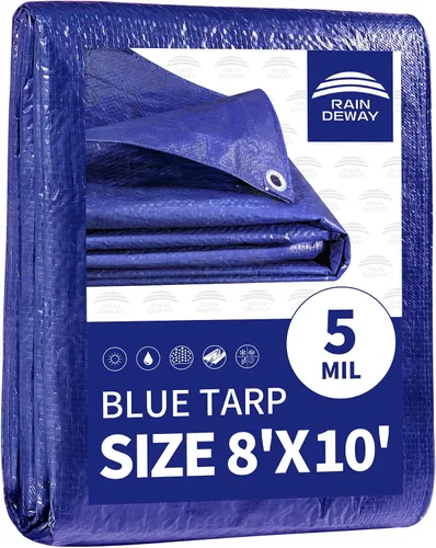 Miniatura 58 de RAINDEWAY Tarps - Lona impermeable de color azul de 4 x 16 pies de grosor, resistente a desgarros, multiusos, para techo, campamento, automóvil