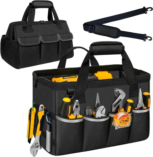 Miniatura 11 de NECKORY Bolsa de herramientas, organizador de caja de herramientas portátil con correa de hombro ajustable, bolsa de transporte de herramientas