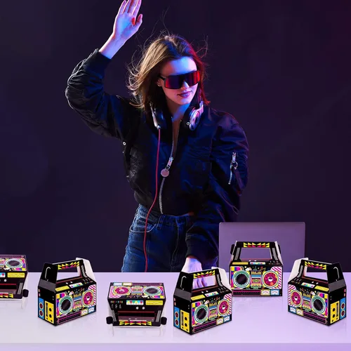 Miniatura 6 de Zonon 24 Piezas Cajas de Favores de Fiesta de los 80s Cajas Boom Novedosas de los 90s Decoración de Fiesta Regalo Dulces Golosinas para Centros