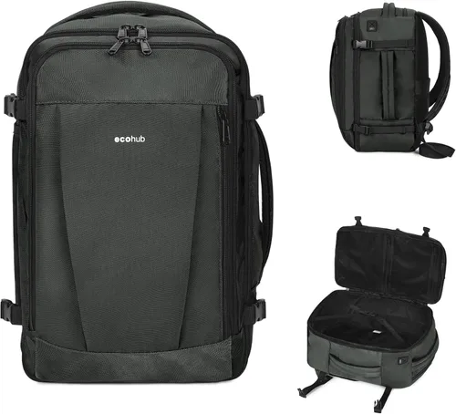 Miniatura 18 de ECOHUB United Airlines - Mochila de viaje pequeña de 17 pulgadas, bolsa de artículos personales de 16.7 x 10 x 8 pulgadas con 13 bolsillos con Negro