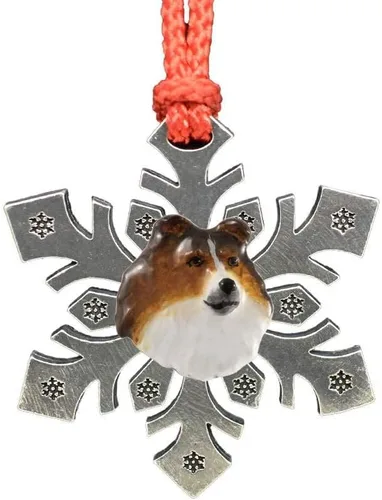 Miniatura 19 de Adorno navideño para colgar en la cabeza de collie con borde de peltre antiguo hecho a mano para decorar coronas y árboles de Navidad del hogar