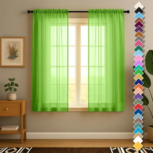 Miniatura 8 de YHSF Cortinas traslúcidas – Juego de 2 paneles para decoración del hogar – Elegantes cortinas de gasa sólida con bolsillo para barra