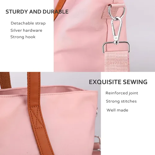 Miniatura 8 de Bolsa de mano impermeable ligera para mujer, maletín de nailon para computadora de trabajo, hombro para laptop de 15.6 pulgadas, XL