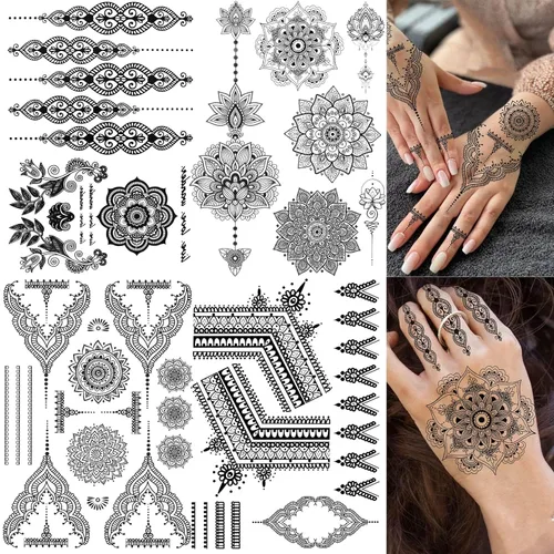 Miniatura 14 de 60 hojas de tatuajes temporales 3D de león y tigre geniales para hombres y mujeres, tatuajes falsos pequeños y aterradores de diablo, calavera