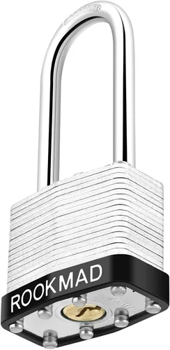 Miniatura 6 de Candados con llave, candado de acero laminado, cerraduras iguales con llaves iguales con las mismas llaves, grillete largo, aro de plástico PE, este