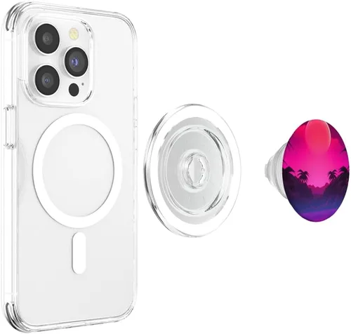 Miniatura 4 de Retrowave Sunset 80s Vaporwave Synthwave PopSockets MagSafe PopGrip for iPhone