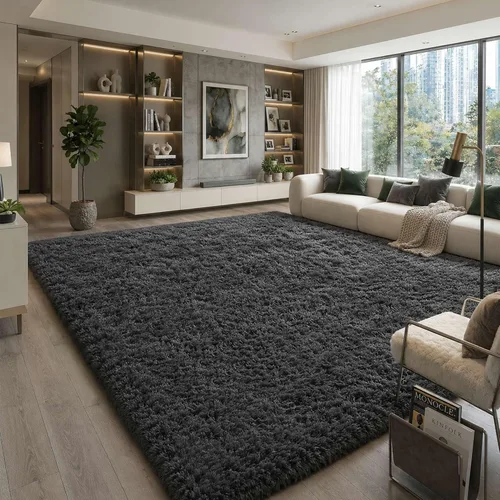 Miniatura 33 de Alfombra mullida de 5 x 8 pies, apta para mascotas, de fácil cuidado, ultra suave, con respaldo antideslizante, moderna alfombra de felpa mullida