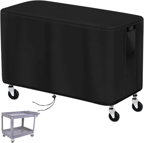 Miniatura 10 de Cubierta de mesa de preparación para mesa de carrito de comedor móvil, 38 pulgadas de alto, cubierta de carrito de barbacoa, cubierta de carrito