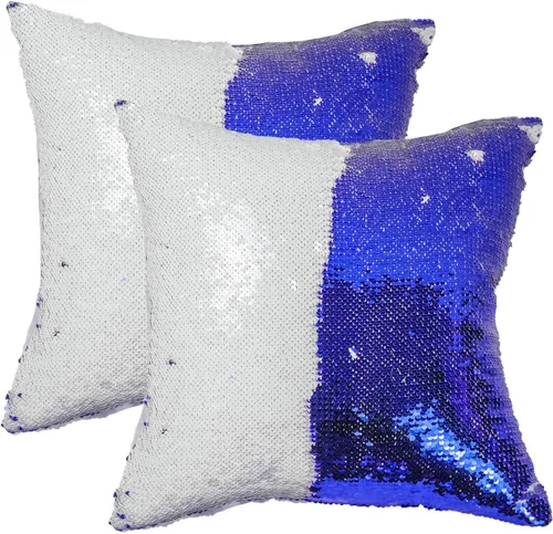 Miniatura 27 de JYFLZQ - Fundas de almohada de lentejuelas sublimadas en blanco 40.6 x 40.6 cm - Juego de 2 fundas reversibles con lentejuelas para almohadas