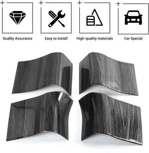 Miniatura 3 de Hoolcar Cubierta de ABS para manija de puerta interior, accesorios para Ford F150 2015-2020, grano de madera negro