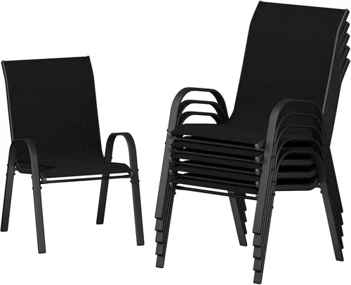 Miniatura 21 de UDPATIO Patio Chairs Set of 2, Stackable Silver Outdoor Dining Chairs with High Back, Breathable Textilene Fabric Outdoor Chair All Weather, for