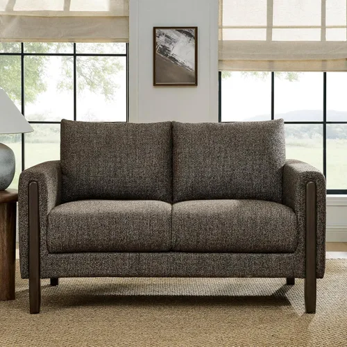 Modway Hawken - Sofá biplaza Boucle de 54 pulgadas en expreso antiguo con patas de madera, moderno sofá de 2 plazas de espacio pequeño de mediados