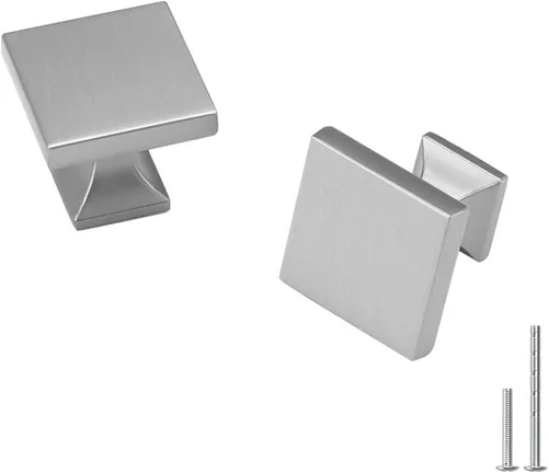 Miniatura 10 de homdiy Paquete de 5 pomos negros para gabinetes, pomos de cajón, pomos cuadrados sólidos para aparadores MO6785BK, herrajes negros para cajones