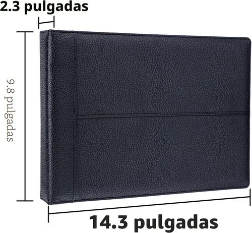 Miniatura 2 de Antner Carpeta de cheques de negocios de 7 anillos para cheques comerciales, capacidad de 600 cheques, cubierta de piel sintética con bolsa con Negro