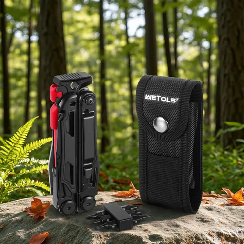 Miniatura 9 de WETOLS Multiherramienta con cuchillo de bolsillo, alicates de punta de aguja de acero inoxidable 27 en 1 con destornilladores, herramienta multiusos