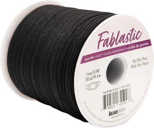 Miniatura 8 de The Beadsmith Fablastic - Cordón elástico plano de 0.196 pulgadas, color negro, tarjeta de 5 yardas (14.8 ft), cuerda esencial para coser máscaras