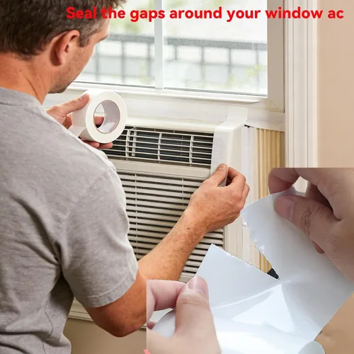 Miniatura 5 de Birllaid - Cinta blanca para sellado de ventanas, cinta de aislamiento para aire acondicionado, 3 pulgadas x 65 pies impermeable, bloqueador