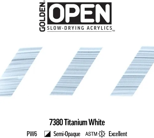 Miniatura 6 de GOLDEN OPEN Acrílicos de secado lento, blanco titanio, tubo de 2 onzas líquidas, pintura acrílica profesional, semiopaco Titanio Blanco