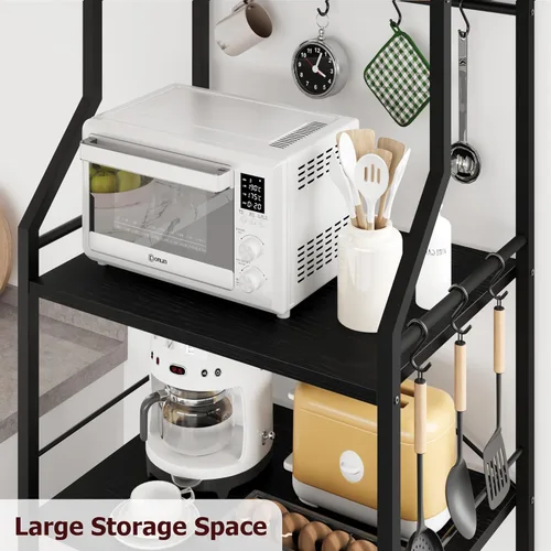 Miniatura 6 de IDEALHOUSE Estante para hornear de cocina, soporte para horno de microondas con 2 cestas grandes de alambre, estación de barra de café industrial
